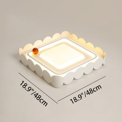 Contemporary Nordic Cream Round Square Rectangle Iron Acrylic LED Flush Mount Ceiling Light For Bedroom