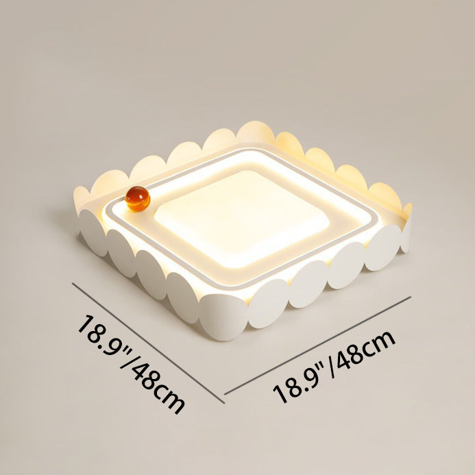 Contemporary Nordic Cream Round Square Rectangle Iron Acrylic LED Flush Mount Ceiling Light For Bedroom