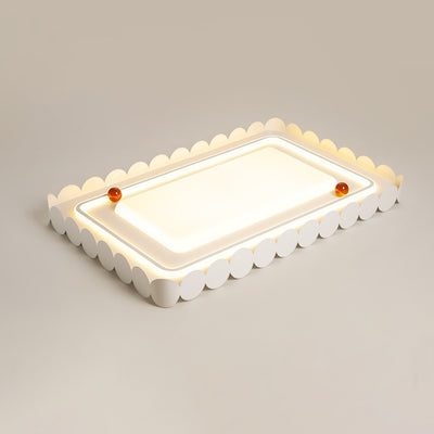 Contemporary Nordic Cream Round Square Rectangle Iron Acrylic LED Flush Mount Ceiling Light For Bedroom