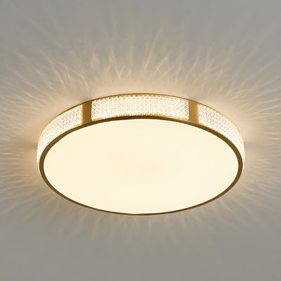 Contemporary Scandinavian Round Copper Acrylic LED Flush Mount Ceiling Light For Bedroom