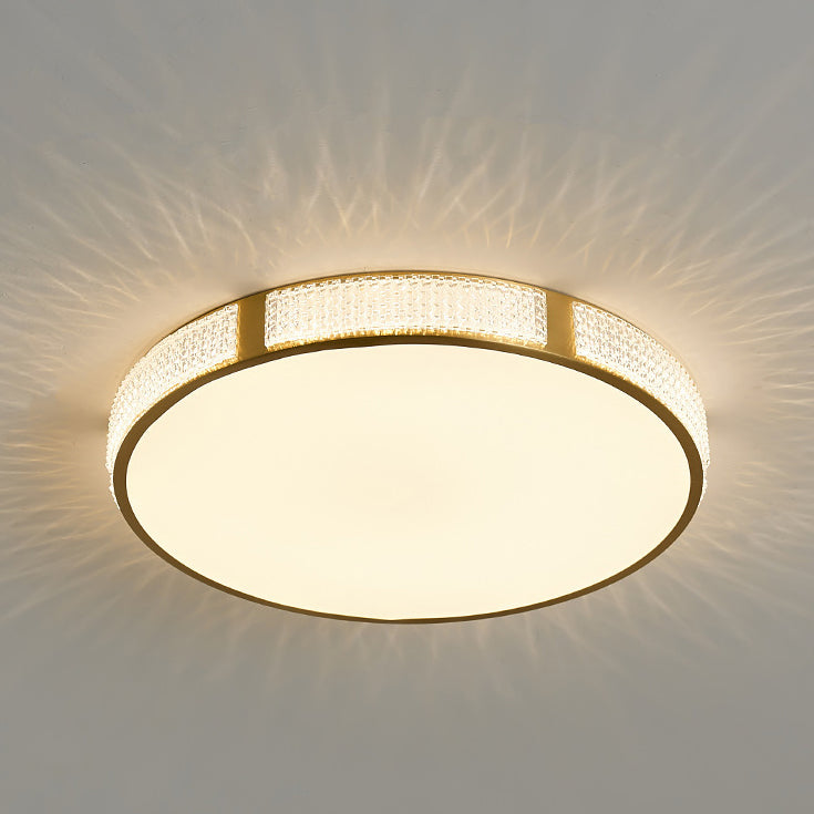 Contemporary Scandinavian Round Copper Acrylic LED Flush Mount Ceiling Light For Bedroom