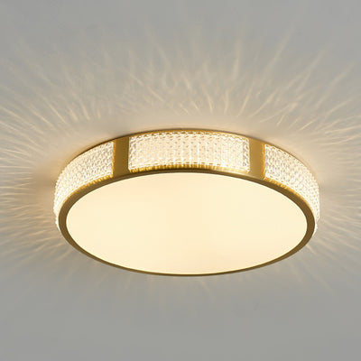Contemporary Scandinavian Round Copper Acrylic LED Flush Mount Ceiling Light For Bedroom