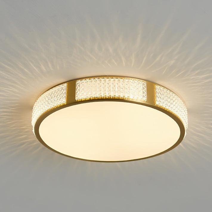 Contemporary Scandinavian Round Copper Acrylic LED Flush Mount Ceiling Light For Bedroom