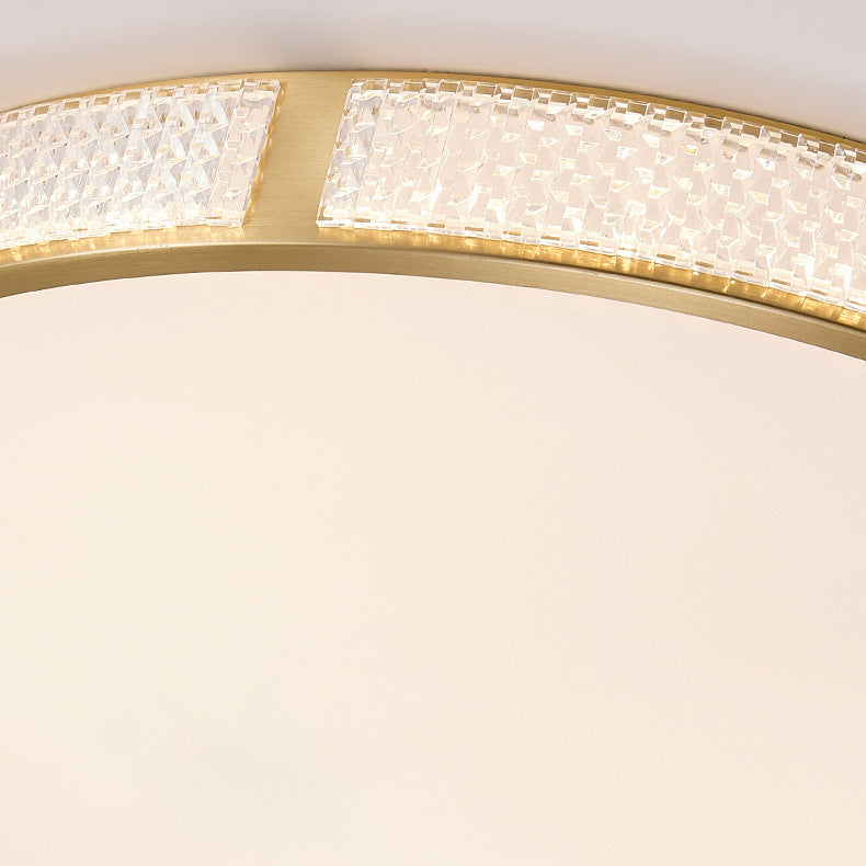 Contemporary Scandinavian Round Copper Acrylic LED Flush Mount Ceiling Light For Bedroom