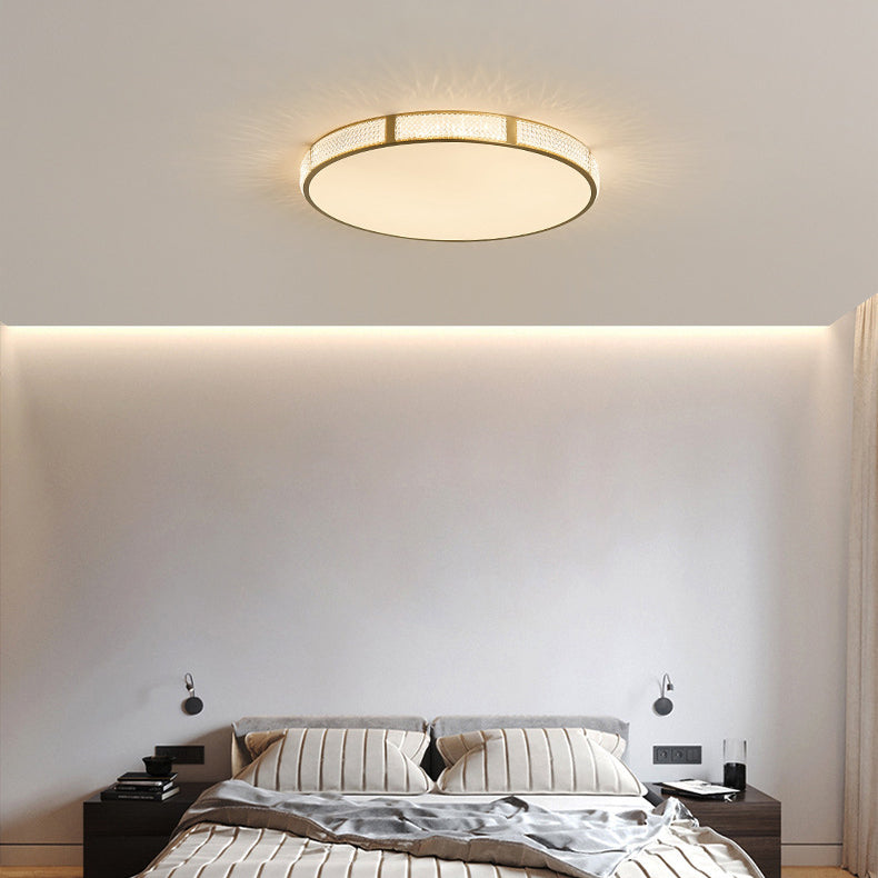 Contemporary Scandinavian Round Copper Acrylic LED Flush Mount Ceiling Light For Bedroom