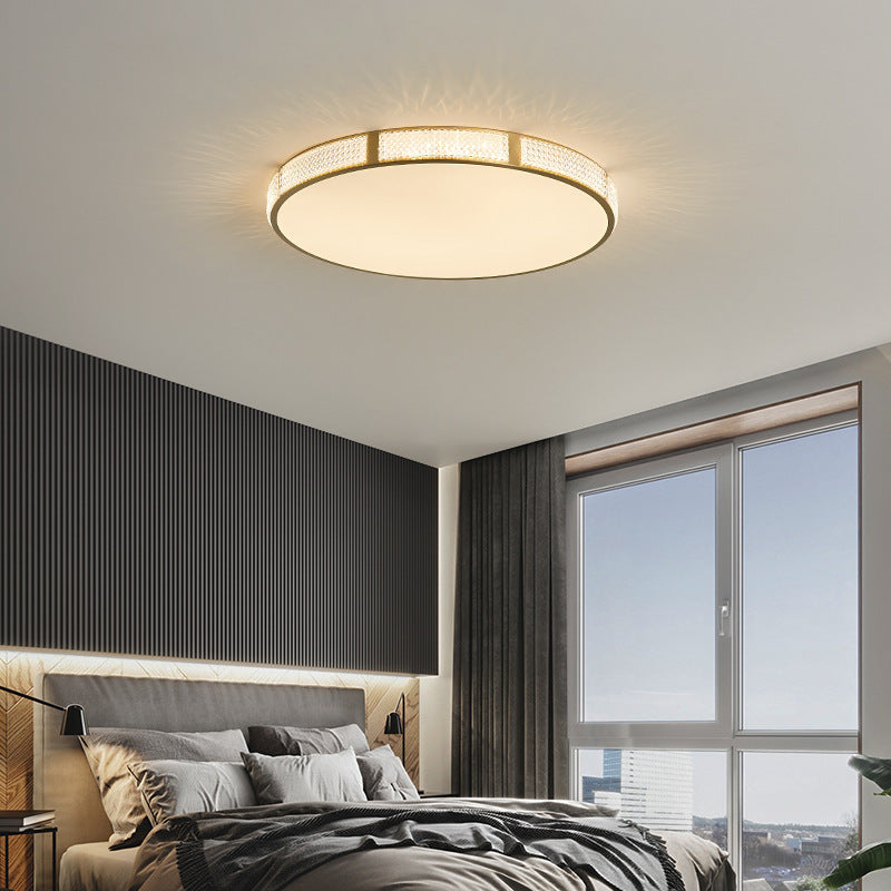 Contemporary Scandinavian Round Copper Acrylic LED Flush Mount Ceiling Light For Bedroom