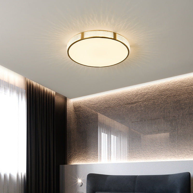 Contemporary Scandinavian Round Copper Acrylic LED Flush Mount Ceiling Light For Bedroom
