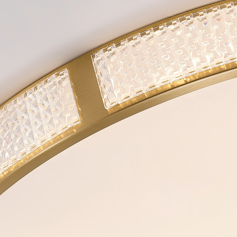 Contemporary Scandinavian Round Copper Acrylic LED Flush Mount Ceiling Light For Bedroom