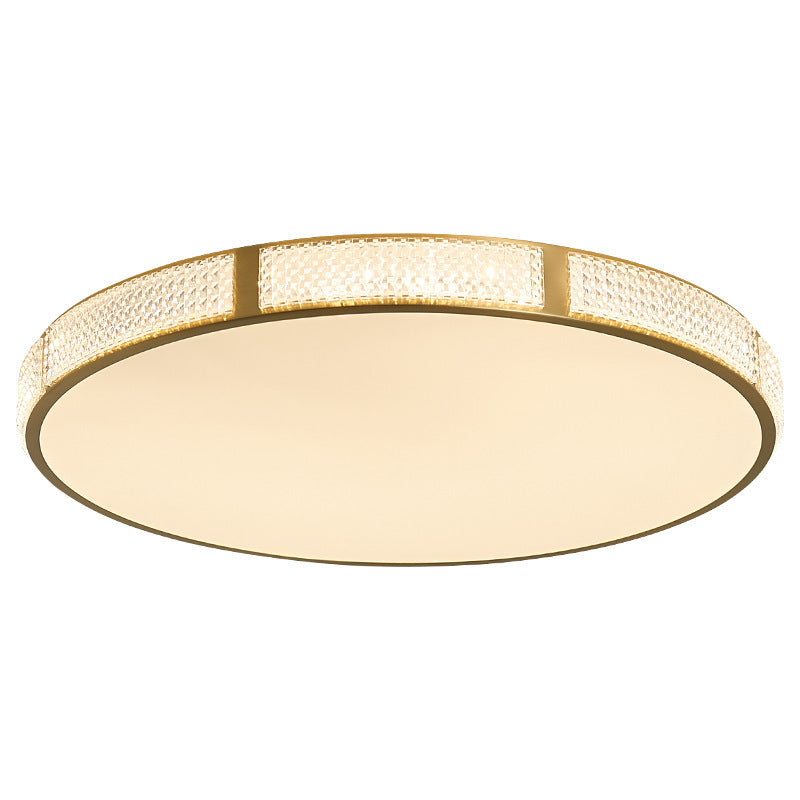 Contemporary Scandinavian Round Copper Acrylic LED Flush Mount Ceiling Light For Bedroom