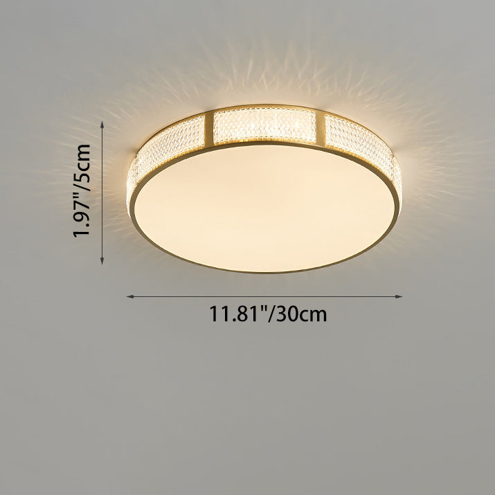 Contemporary Scandinavian Round Copper Acrylic LED Flush Mount Ceiling Light For Bedroom