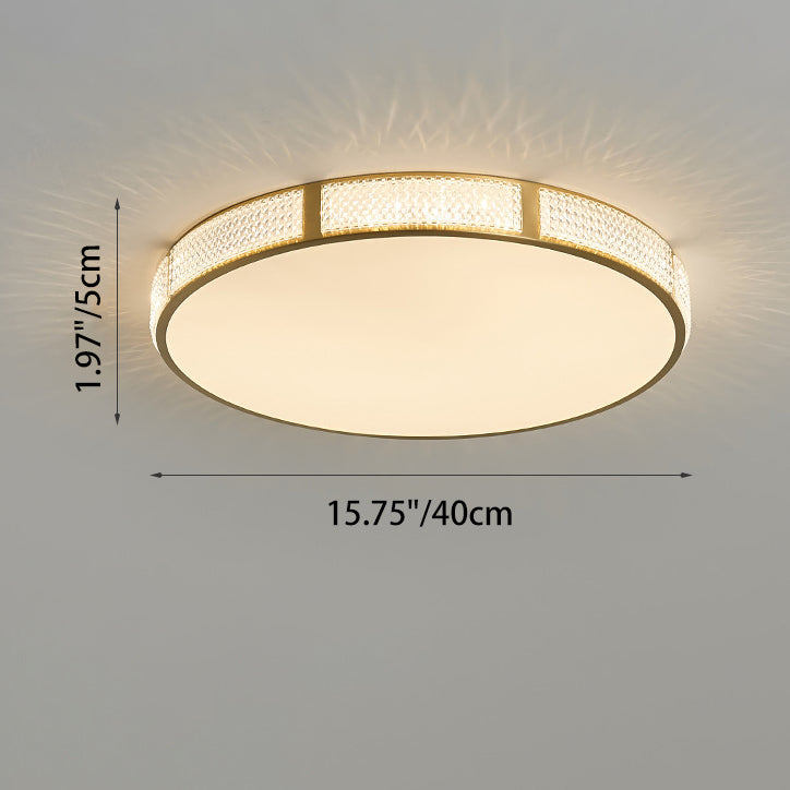 Contemporary Scandinavian Round Copper Acrylic LED Flush Mount Ceiling Light For Bedroom