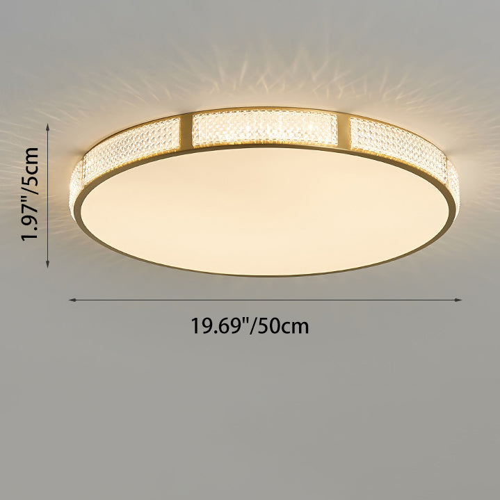 Contemporary Scandinavian Round Copper Acrylic LED Flush Mount Ceiling Light For Bedroom