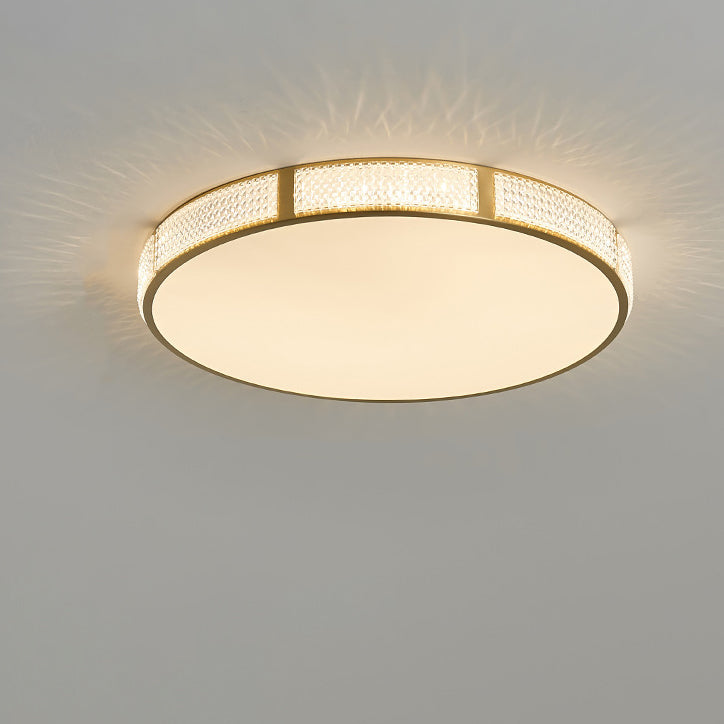 Contemporary Scandinavian Round Copper Acrylic LED Flush Mount Ceiling Light For Bedroom
