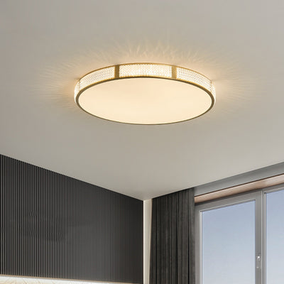Contemporary Scandinavian Round Copper Acrylic LED Flush Mount Ceiling Light For Bedroom