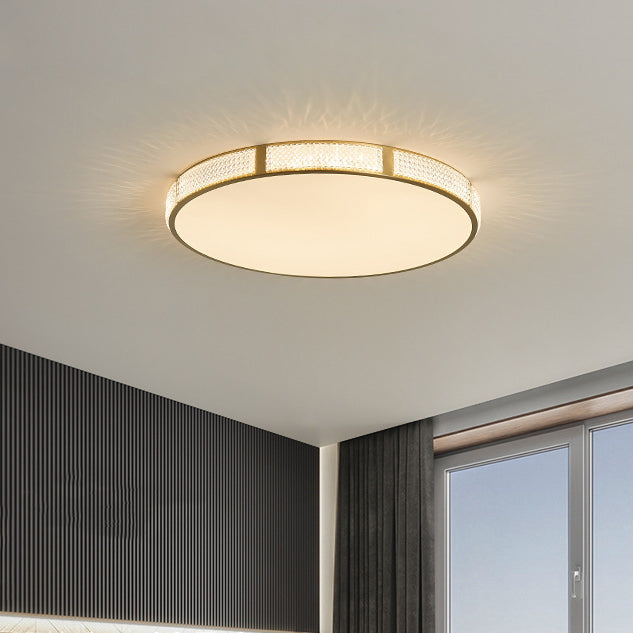 Contemporary Scandinavian Round Copper Acrylic LED Flush Mount Ceiling Light For Bedroom