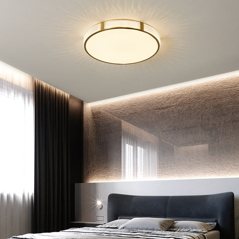 Contemporary Scandinavian Round Copper Acrylic LED Flush Mount Ceiling Light For Bedroom