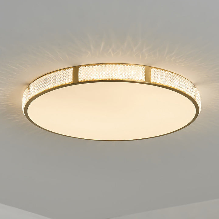 Plafonnier LED en acrylique rond en cuivre scandinave contemporain pour chambre 