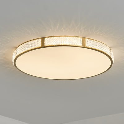 Contemporary Scandinavian Round Copper Acrylic LED Flush Mount Ceiling Light For Bedroom