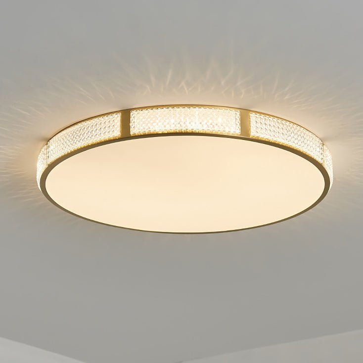 Contemporary Scandinavian Round Copper Acrylic LED Flush Mount Ceiling Light For Bedroom