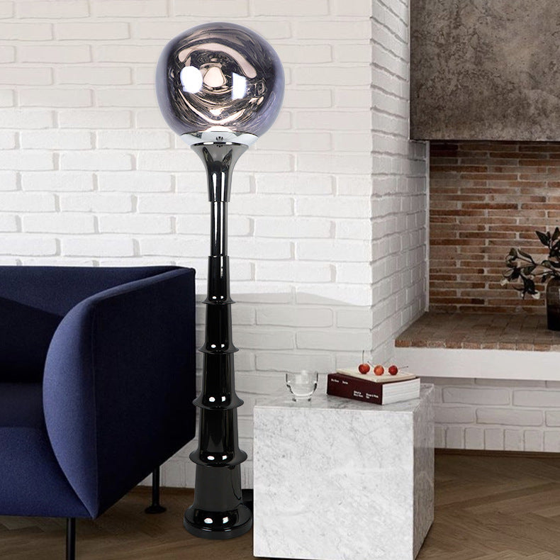 Contemporary Scandinavian Lava Orb PVC Acrylic LED Standing Floor Lamp For Living Room