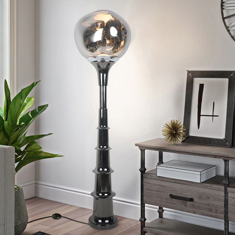 Contemporary Scandinavian Lava Orb PVC Acrylic LED Standing Floor Lamp For Living Room