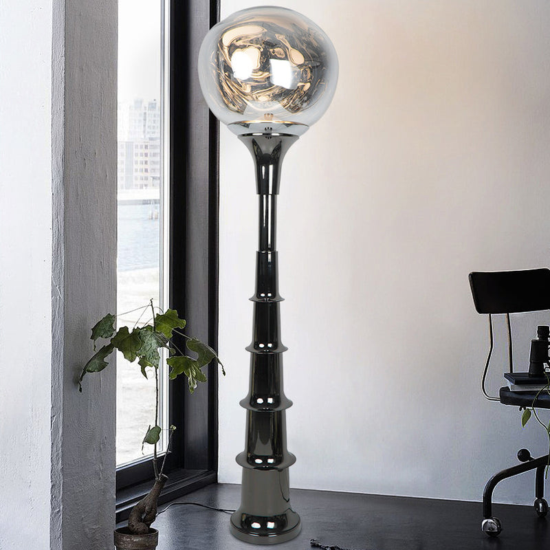 Contemporary Scandinavian Lava Orb PVC Acrylic LED Standing Floor Lamp For Living Room