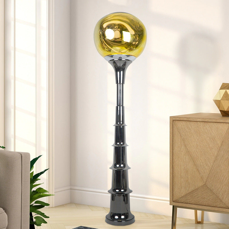 Contemporary Scandinavian Lava Orb PVC Acrylic LED Standing Floor Lamp For Living Room