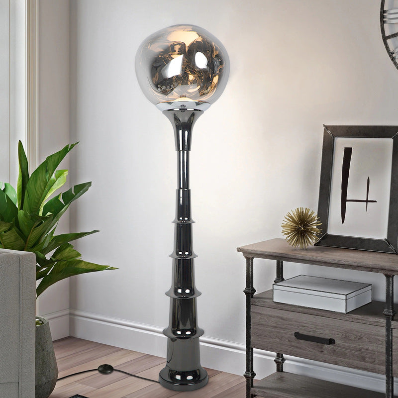 Contemporary Scandinavian Lava Orb PVC Acrylic LED Standing Floor Lamp For Living Room