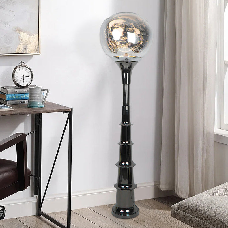 Contemporary Scandinavian Lava Orb PVC Acrylic LED Standing Floor Lamp For Living Room