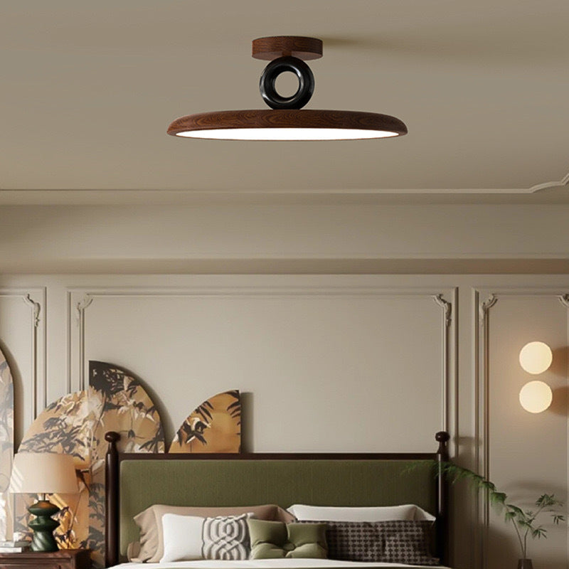 Contemporary Retro Dome Round Iron Acrylic LED Flush Mount Ceiling Light For Bedroom