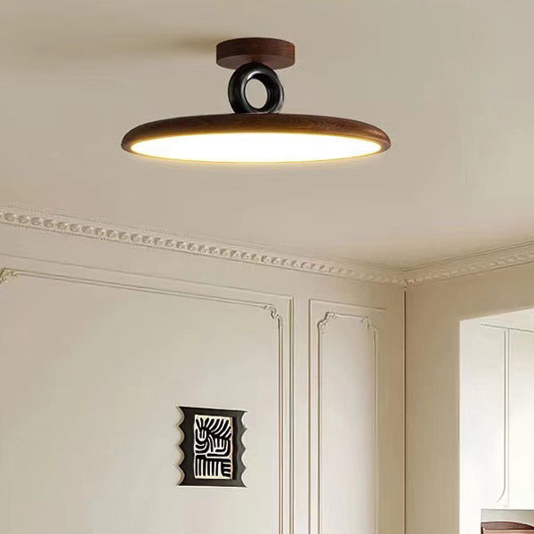 Contemporary Retro Dome Round Iron Acrylic LED Flush Mount Ceiling Light For Bedroom