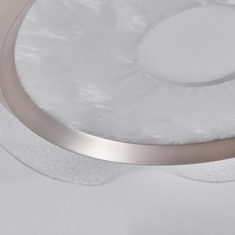 Contemporary Scandinavian Corrugated Edge Round Aluminum Acrylic LED Flush Mount Ceiling Light For Bedroom