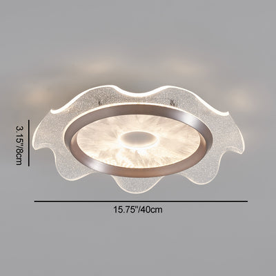 Contemporary Scandinavian Corrugated Edge Round Aluminum Acrylic LED Flush Mount Ceiling Light For Bedroom