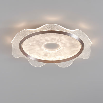 Contemporary Scandinavian Corrugated Edge Round Aluminum Acrylic LED Flush Mount Ceiling Light For Bedroom