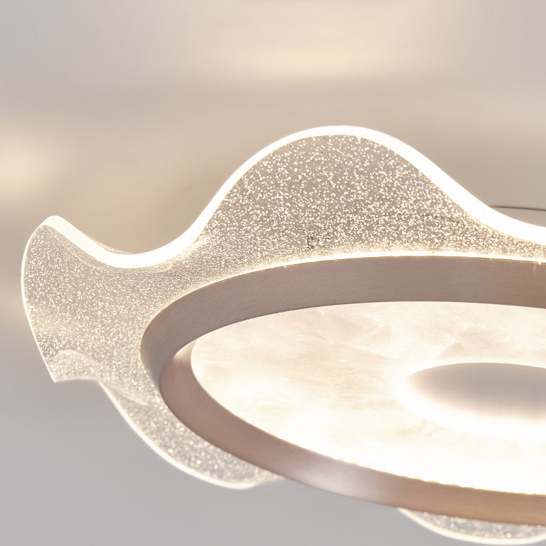 Contemporary Scandinavian Corrugated Edge Round Aluminum Acrylic LED Flush Mount Ceiling Light For Bedroom