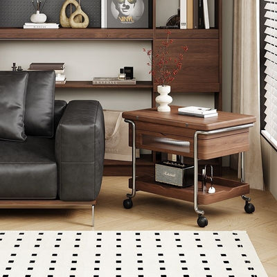Contemporary Retro Solid Wood Iron Foldable Liftable Side Table 4 - Tier For Living Room