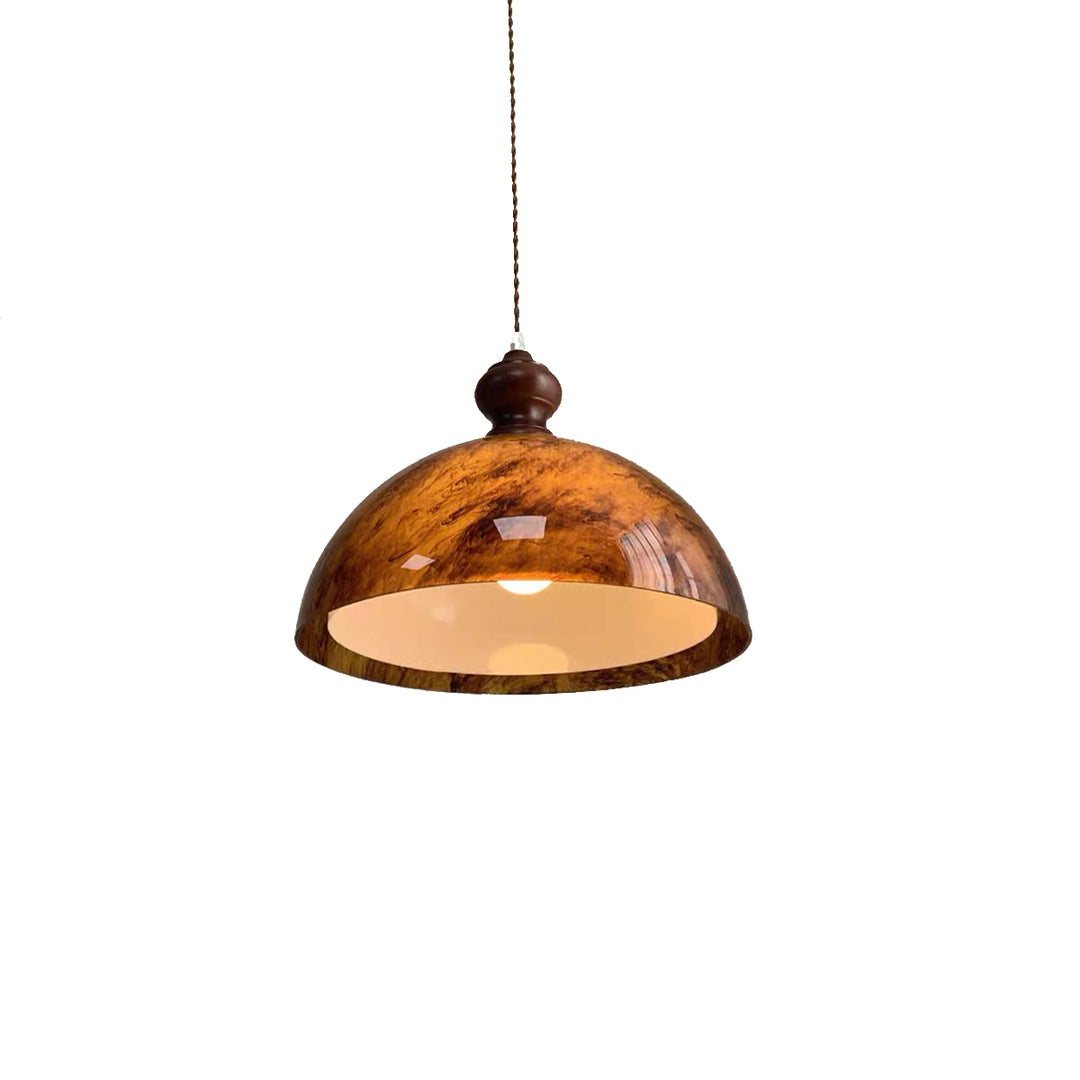 Traditionelle französische Halbkugelform Lava Acryl Eiche Eisen 1 - Licht Pendelleuchte für Esszimmer 