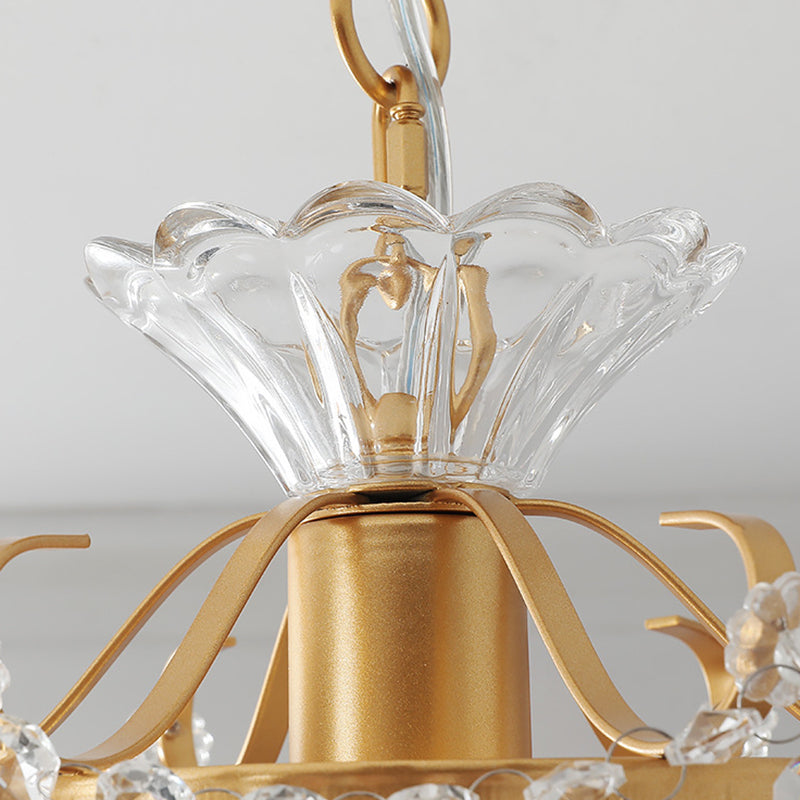 Traditional French Dome Water Drop Iron Crystal Glass 1 - Light Pendant Light For Hallways