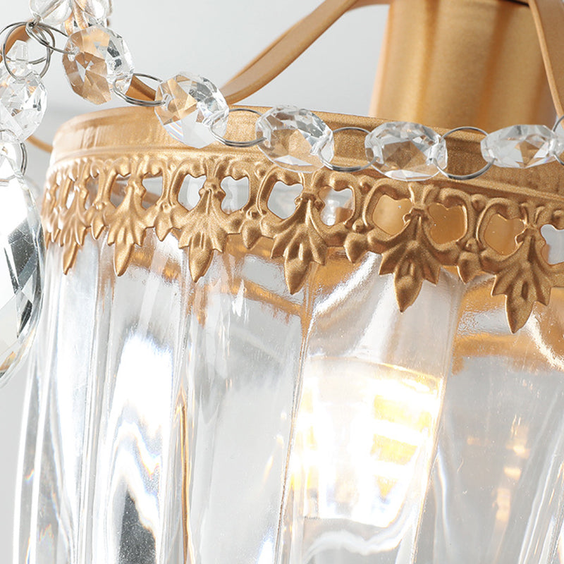 Traditional French Dome Water Drop Iron Crystal Glass 1 - Light Pendant Light For Hallways