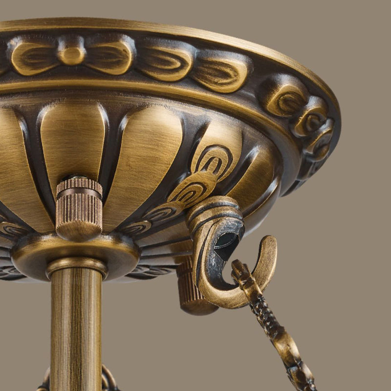 Traditional European Dome Semicircular Shell Brass Marble 3/4/5/7 - Light Chandelier For Living Room
