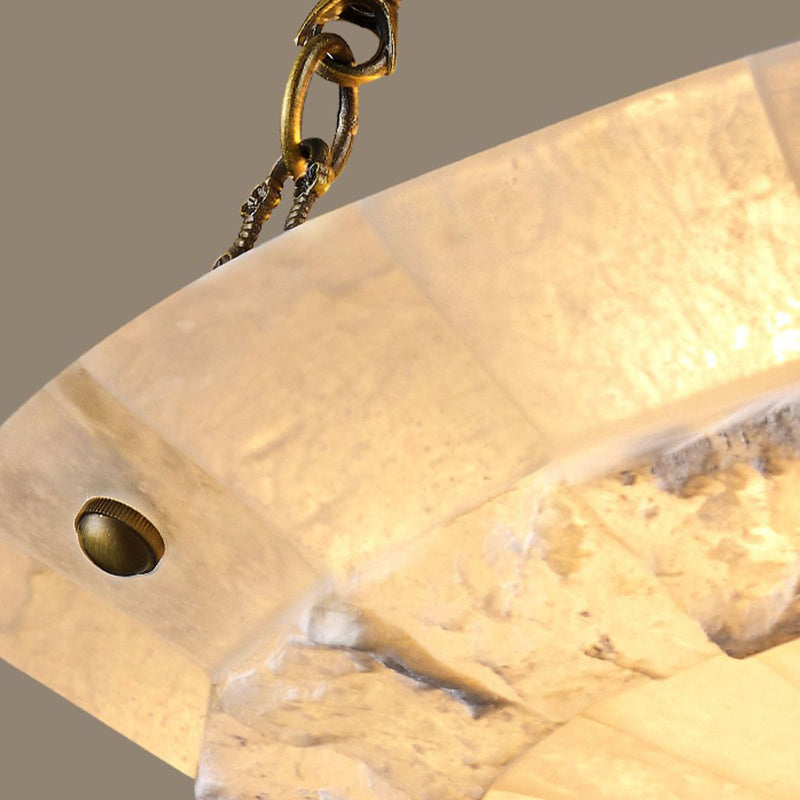 Traditional European Dome Semicircular Shell Brass Marble 3/4/5/7 - Light Chandelier For Living Room