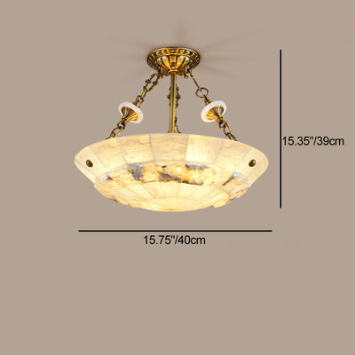 Traditional European Dome Semicircular Shell Brass Marble 3/4/5/7 - Light Chandelier For Living Room