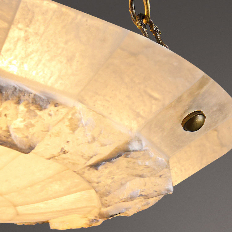 Traditional European Dome Semicircular Shell Brass Marble 3/4/5/7 - Light Chandelier For Living Room