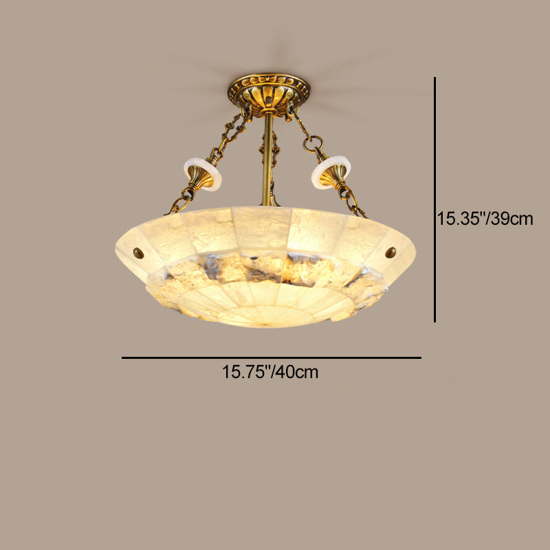 Traditional European Dome Semicircular Shell Brass Marble 3/4/5/7 - Light Chandelier For Living Room