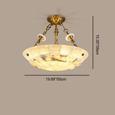 Traditional European Dome Semicircular Shell Brass Marble 3/4/5/7 - Light Chandelier For Living Room