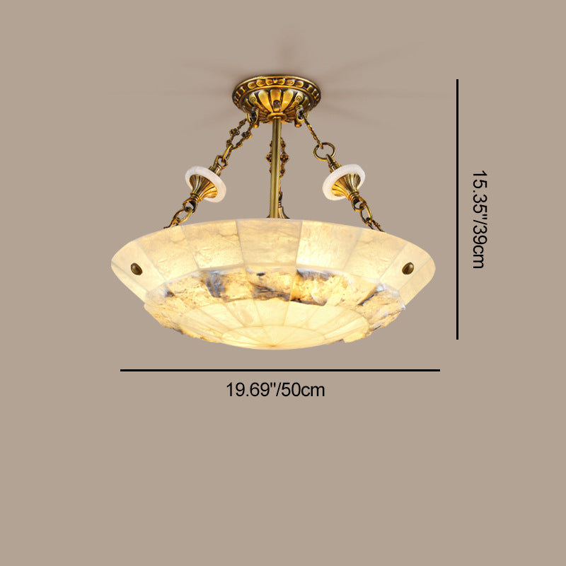 Traditional European Dome Semicircular Shell Brass Marble 3/4/5/7 - Light Chandelier For Living Room