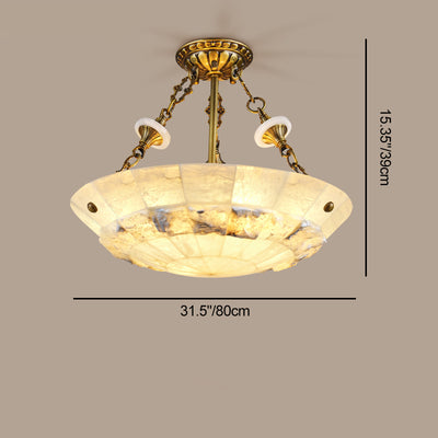 Traditional European Dome Semicircular Shell Brass Marble 3/4/5/7 - Light Chandelier For Living Room