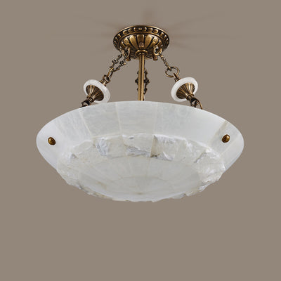 Traditional European Dome Semicircular Shell Brass Marble 3/4/5/7 - Light Chandelier For Living Room