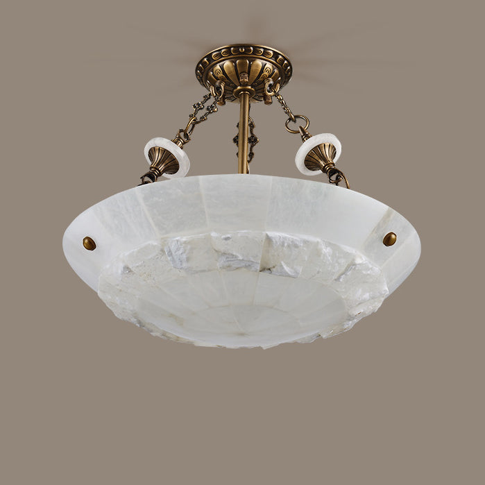 Traditional European Dome Semicircular Shell Brass Marble 3/4/5/7 - Light Chandelier For Living Room