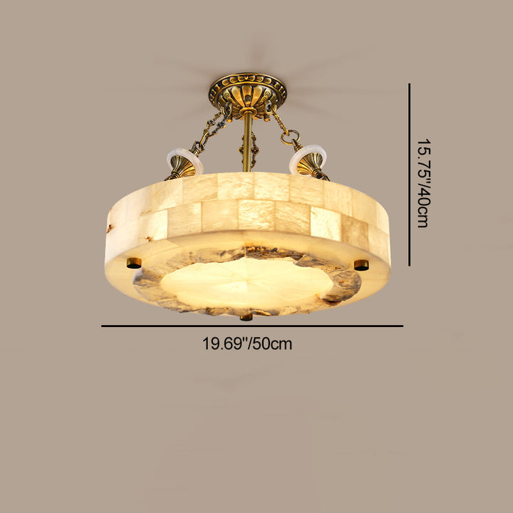 Dôme européen traditionnel en laiton et marbre rond cylindrique 4/5/6 - Lustre pour salon 